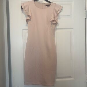 Elegant Ruffle Sleeve Dress in Blush Pink
